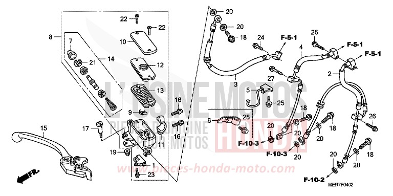FR. BRAKE MASTER CYLINDER (CBF600SA8/NA8) for CBF600N ABS PEARL NIGHTSTAR BLACK (NHA84) from 2008